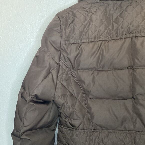 Kenneth Cole Reaction Brown Quilted Down Filled Jacket Parka Coat Size Small - Picture 12 of 13